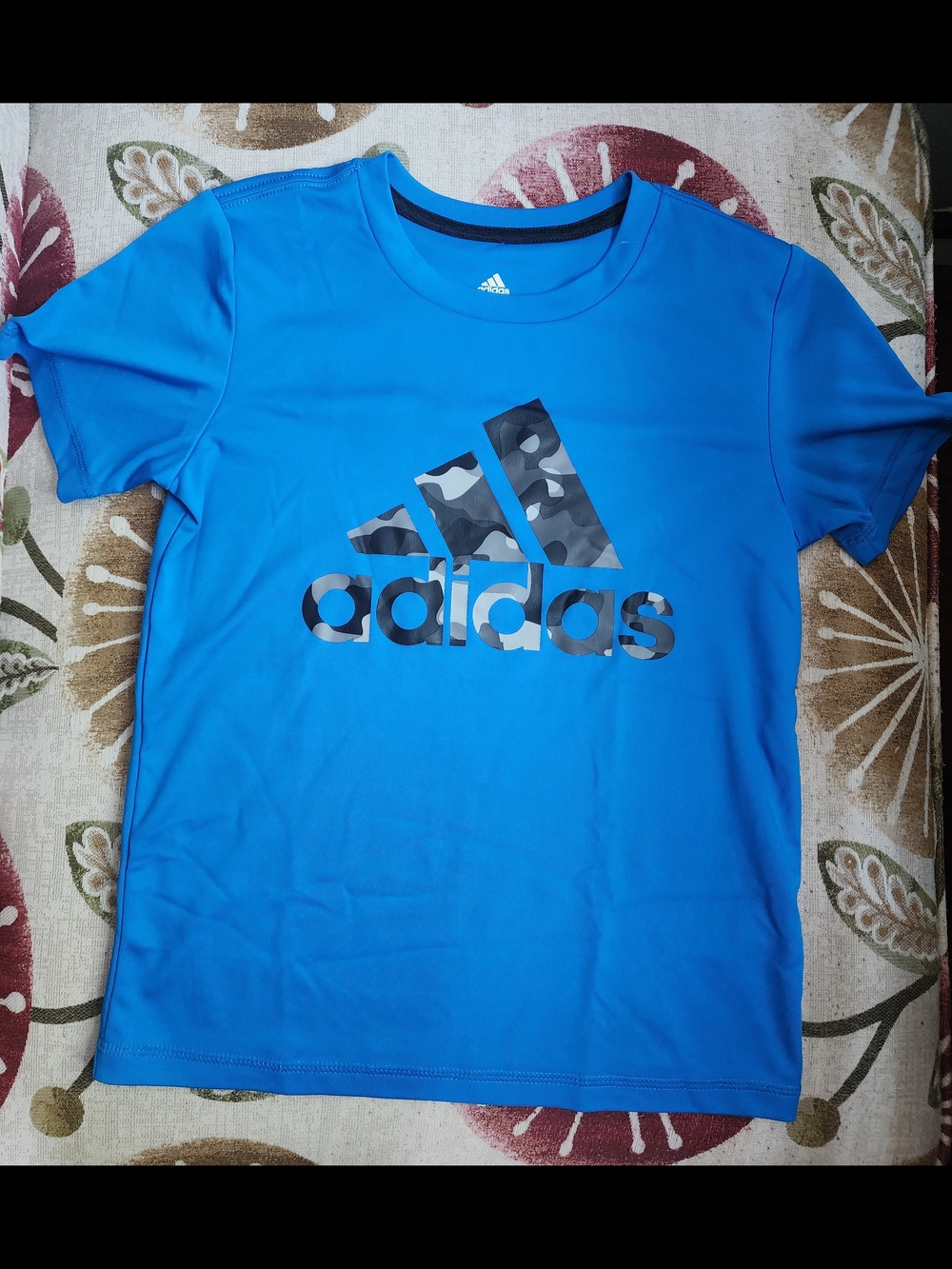 adidas Blue Tee with Camouflage Logo